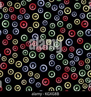Media player colorful button seamless pattern Stock Vector