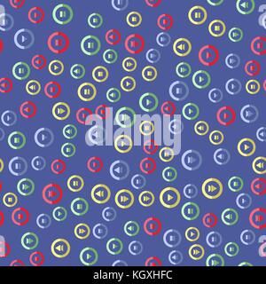 Media player colorful button seamless pattern Stock Vector