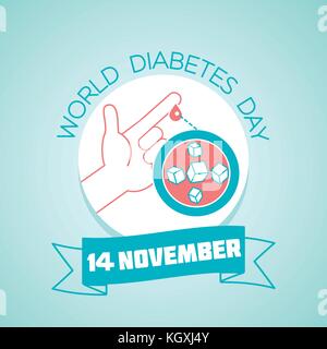 Calendar for each day on november 14. Greeting card. Holiday -  World Diabetes Day. Icon in the linear style Stock Vector