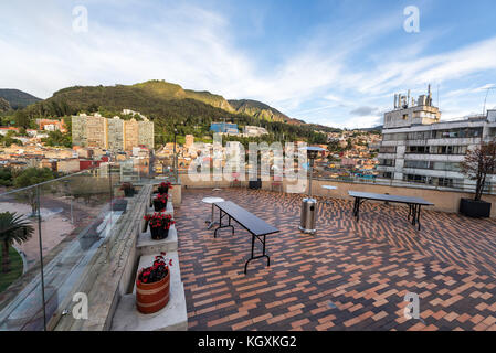 Rooftop patio with a beautiful view in downtown Bogota, Colombia Stock Photo