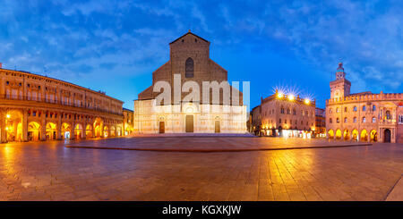 Panorama of Piazza Maggiore square, Bologna, Italy Stock Photo