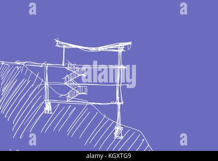 Collection of different architectural drawings and urban planning sketches Stock Photo