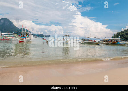 Bech in El Nido Town Palawan Philippines Stock Photo