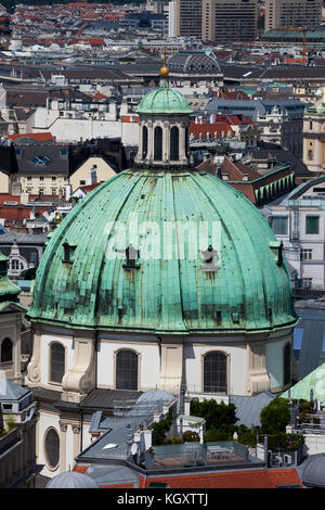 Dome of St. Peter's Church (Peterskirche) in Vienna city, Austria, 18th century Baroque style architecture Stock Photo