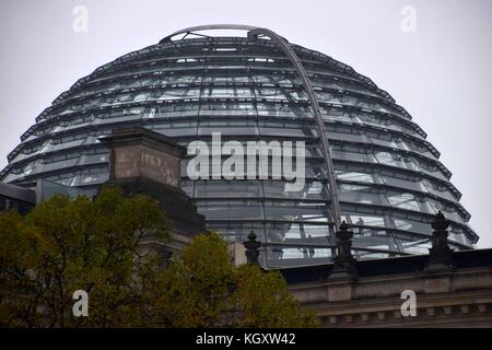 closeup of the glass dome on the Roof of the building in berlin Stock Photo