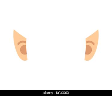 Elf ears isolated. Template portrait. Vector illustration Stock Vector