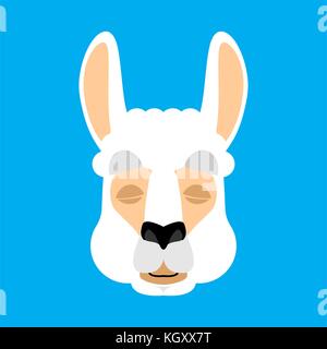 Lama Alpaca sleeping face avatar. Animal asleep emoji. Vector illustration Stock Vector