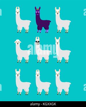 Lama Alpaca set emotion avatar. sad and angry face. guilty and sleeping. Animal sleeping emoji face. Beast Eggplant. Vector illustration Stock Vector