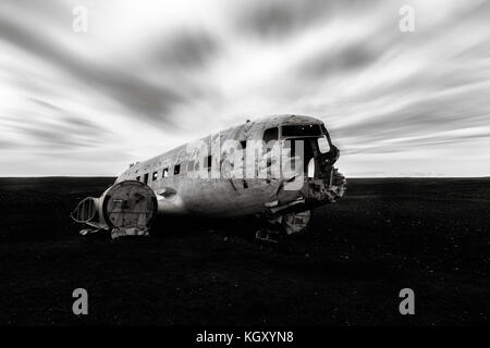 DC3 Plane Wreck in Iceland Stock Photo