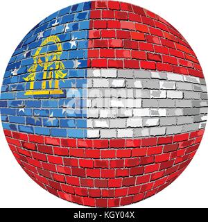 Ball with Georgia flag - Illustration,  Georgia flag sphere in brick style,   Abstract Grunge brick flag of Georgia in circle Stock Vector