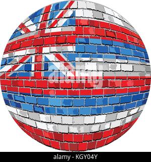 Ball with Hawaii flag - Illustration,  Hawaii flag sphere in brick style,   Abstract Grunge brick flag of Hawaii in circle Stock Vector