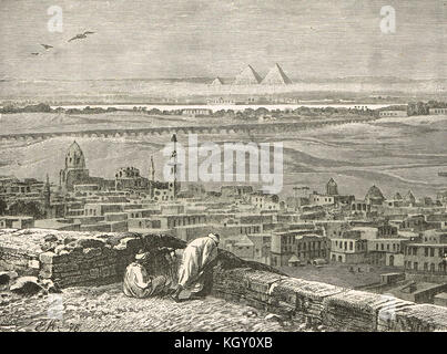 View from Cairo Citadel, Egypt in the 19th century Stock Photo