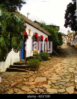 Street scene in Tiradentes MG Brasil .The Other Brasil Stock Photo