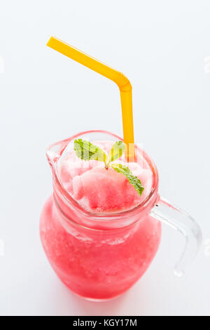 Strawberry smoothie healthy milkshake drink. On white background. Stock Photo