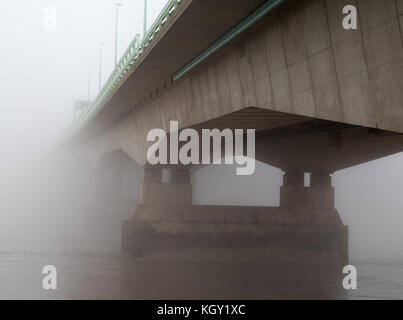 Underside of Second Severn Crossing in Mist Stock Photo