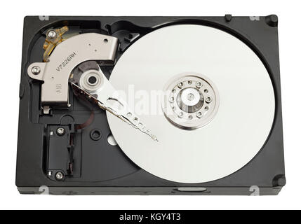 Computer hard disk interior view, single platter Stock Photo