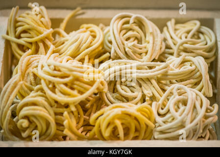 italian frozen spaghetti pasta - prepared food ingredients Stock Photo