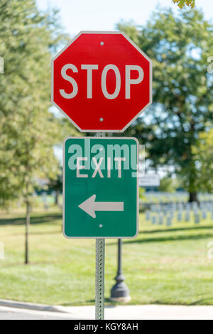 Stop and Exit road signs Stock Photo