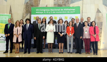 November 10, 2017 - 10 November (Malaga) Queen Sofia has opened this Friday the VII National Congress of Alzheimer, which is held at the Palace of Congresses and Fairs of Malaga with the assistance of family members, professionals and some patients. DoÃ±a SofÃa was accompanied at the opening ceremony by the president of the Junta de AndalucÃa, Susana DÃaz; the mayor of MÃ¡laga, Francisco de la Torre; the Secretary of State for Social Services and Equality, Mario GarcÃ©s, and the president of the Spanish Confederation of Alzheimer's (CEAFA), Cheles Cantabrana, organizing entity of the congre Stock Photo