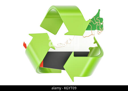 Recycling in UAE concept, 3D rendering isolated on white background Stock Photo