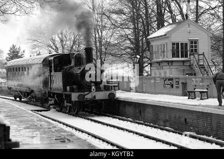 '1450' with an Arley - Highley auto train at Arley. Severn Valley Railway. Stock Photo