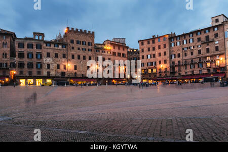 Long exposure at Piazza Del Campo, Siena, Tuscany, Italy during the night Stock Photo