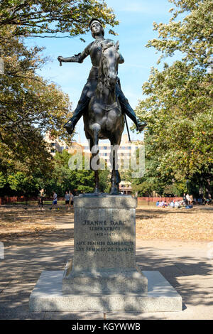 Joan of Arc (Jeanne D'arc) bronze statue, sculpture by Paul Dubois, Meridian Hill Park, Columbia Heights, Washington, D.C., United States of America Stock Photo