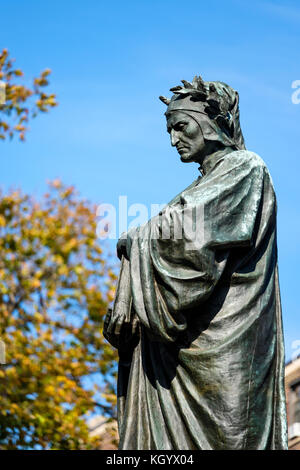 Dante Alighieri bronze statue, sculpture by Ettore Ximenes, at Meridian Hill Park/Malcolm X Park, Columbia Heights, Washington, DC, USA. Stock Photo