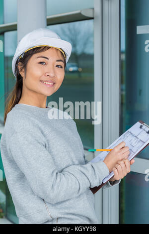 female building inspector Stock Photo