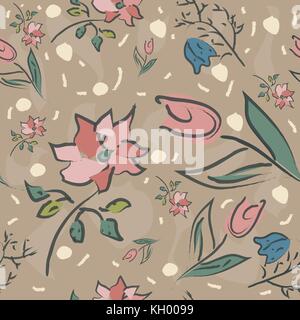 Trees with no leaves. Continuous Pattern. Partly Seamless. Vector Illustration Stock Vector