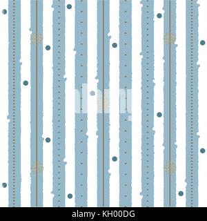 Cute Pattern with blue stripes and golden elements. Vector Illustration Stock Vector