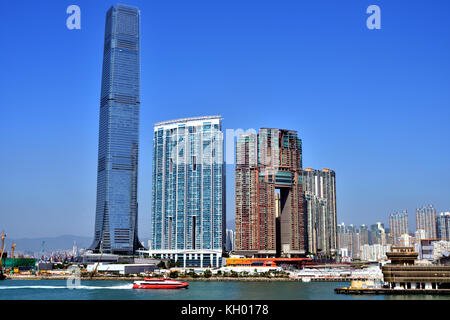 International Commerce Centre and prestige residential towers, West Kowloon. Stock Photo