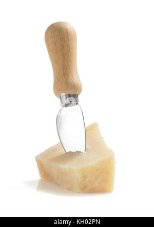 pieces of parmesan cheese isolated on white background Stock Photo