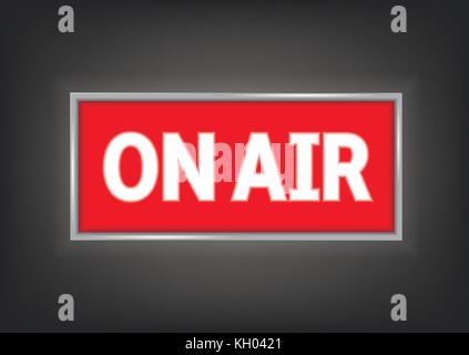 On air sign. Radio recording studio On Air light box for live tv and sound  record. Vector illustration Stock Vector