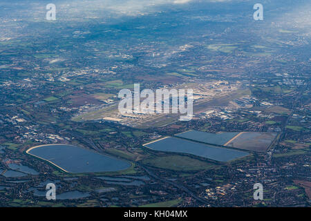 Aerial view of London Heathrow airport looking from the SW. Stock Photo