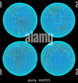 Set Of Futuristic Digital Earth Stock Photo