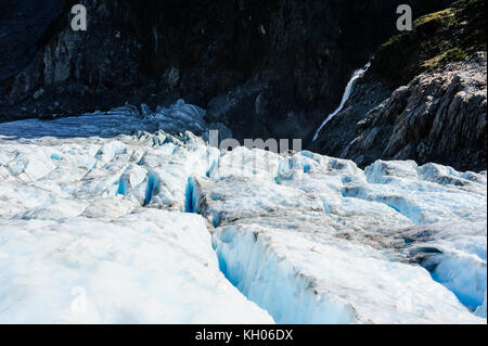 Huge  cracks in the ice of Fox Glacier, South Island, New Zealand Stock Photo