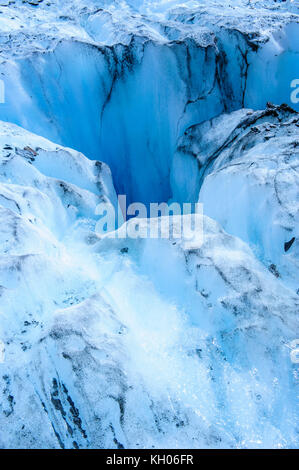 Huge  cracks in the ice of Fox Glacier, South Island, New Zealand Stock Photo