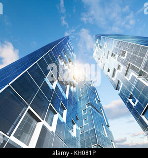 Abstract building. Skyscraper design, sky and 3d rendering model my own Stock Photo