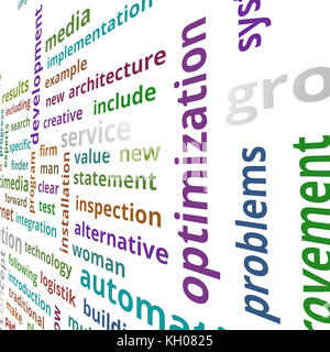 Optimization concept text data illustration 3d rendering Stock Photo