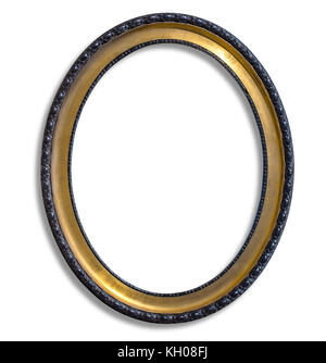 oval gold picture frame. Isolated over white with clipping path Stock Photo