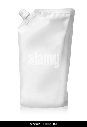Plastic pouch with batcher. Isolated on a white. with clipping path Stock Photo