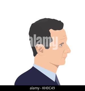 November 11, 2017. Editorial illustration of Bashar al-Assad portrait - the President of Syria - on white background. Stock Vector