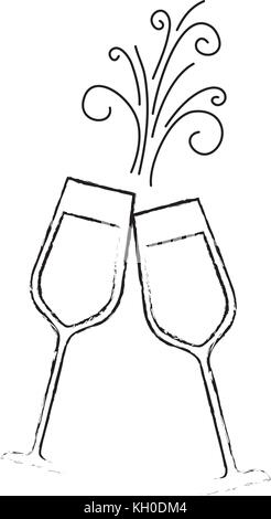 cheers wine glasses drawing