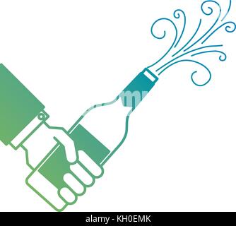 hand holding champagne bottle explosion event Stock Vector