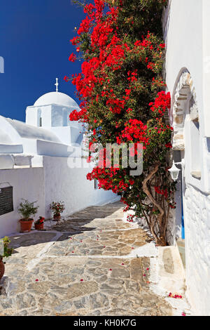 The streets of Chora in Amorgos island, Greece Stock Photo