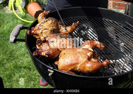 Chicken cooking on a barbecue Stock Photo