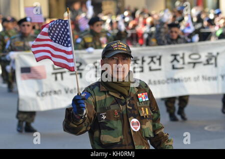 New York City, USA. 11th Nov, 2017. Veterans Day Parade on 5th Avenue in New York City. The largest Veterans Day event in the nation featuring tens of thousands of marchers, including more than 300 units. Credit: Ryan Rahman/Alamy Live News Stock Photo