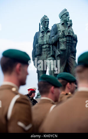 Spean Bridge, UK. 12th Nov, 2017. 12th November 2017 U.K The annual remembrance sunday service held at the commando memorial spean bridge is well attended during a beautiful autumn day Credit: Kenny Ferguson/Alamy Live News Stock Photo