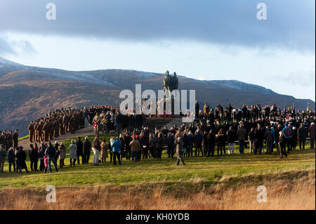 Spean Bridge, UK. 12th Nov, 2017. 12th November 2017 U.K The annual remembrance sunday service held at the commando memorial spean bridge is well attended during a beautiful autumn day Credit: Kenny Ferguson/Alamy Live News Stock Photo